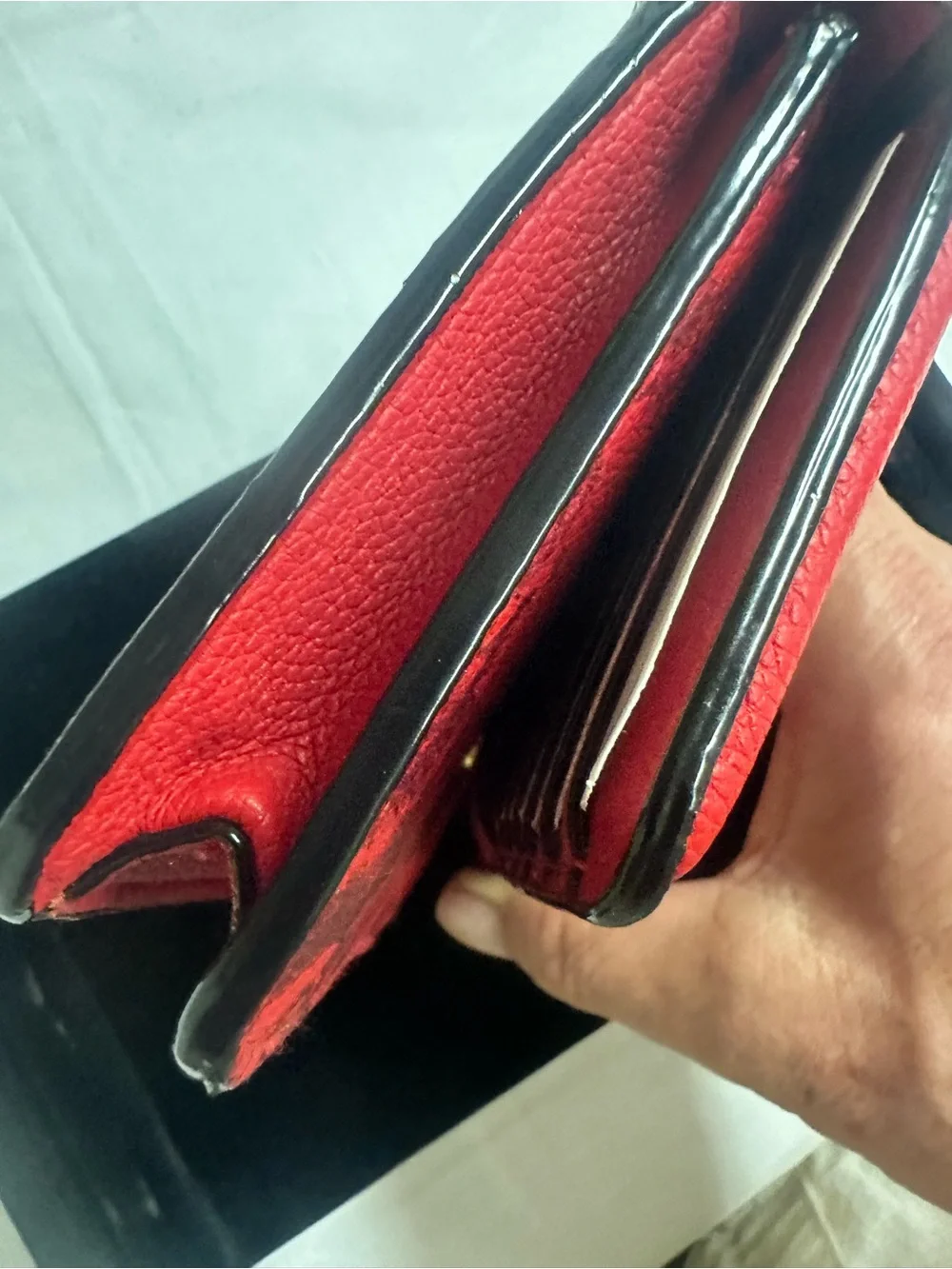 Victoria’s Secret Red Floral Leather Wristlet  Bag
